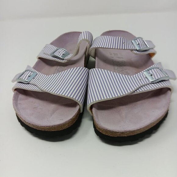 Birkenstock Birki’s lavender and white stripes sandals size 38/5 L3 M5 - Picture 5 of 5